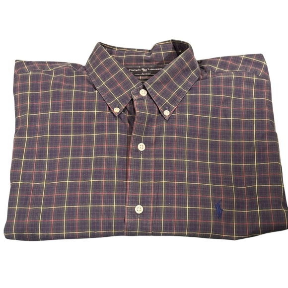 2/$25 Ralph Lauren Casual Button Down Shirt in Blue and Red - Picture 1 of 4